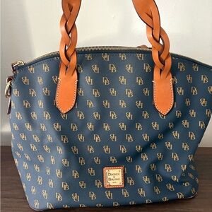 Dooney & Bourke Navy and Tan Tote